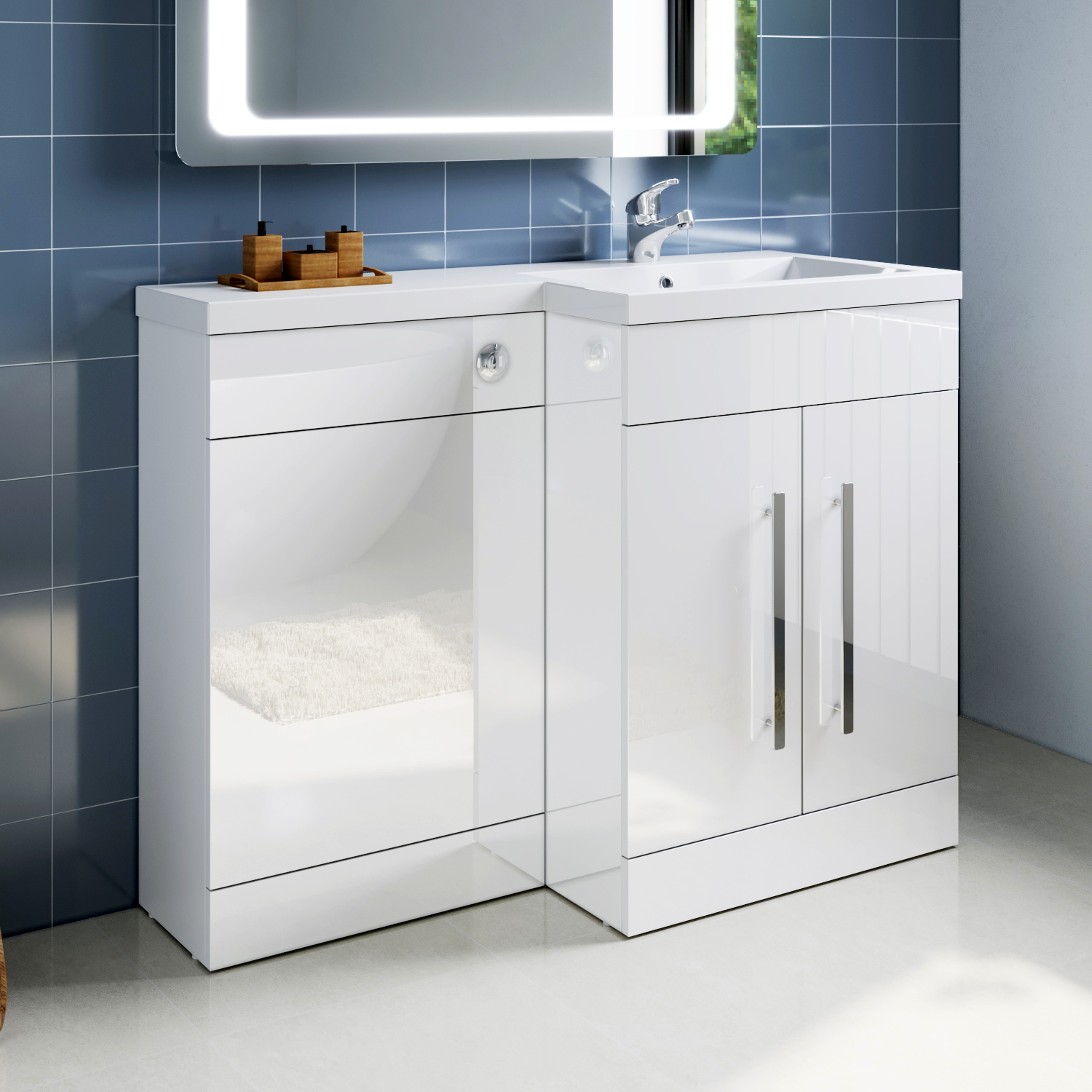 Bathroom High gloss Vanity Unit Storage Floor Standing with
